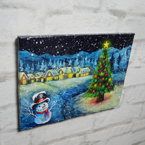 油絵 油彩 油彩画 絵 絵画 【ホワイト・クリスマス・キャロル】 絵画