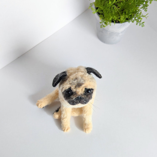 パグ 羊毛フェルト ぬいぐるみ 犬 置き物 送料無料 羊毛フェルト