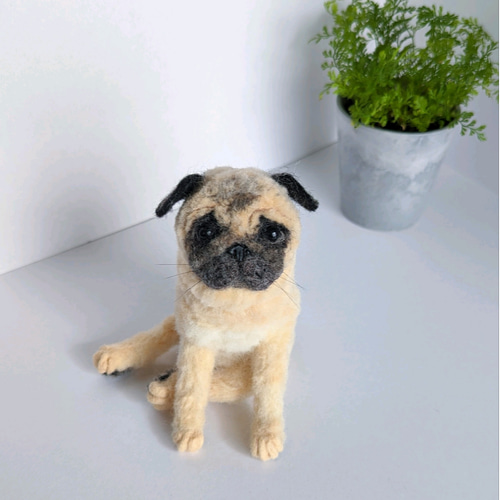 公式 羊毛フェルト パグ ぬいぐるみ 羊毛フェルト 送料無料 置き物 犬 ぬいぐるみ