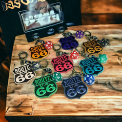 ROUTE66 ヌメ革 ダイス キーホルダー アンティーク　オレンジ 7枚目の画像