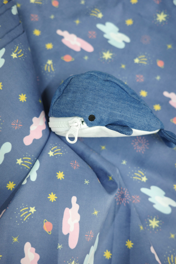 mini Whale Pouch (Dark Blue) 食いしん坊くじら小物入れ 3枚目の画像