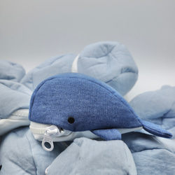 mini Whale Pouch (Dark Blue) 食いしん坊くじら小物入れ 4枚目の画像