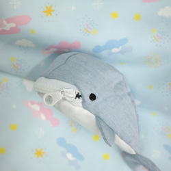 mini Whale Pouch (Light Blue) 食いしん坊くじら小物入れ 4枚目の画像