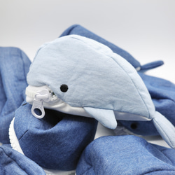 mini Whale Pouch (Light Blue) 食いしん坊くじら小物入れ 3枚目の画像