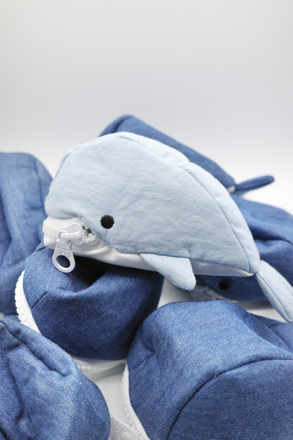 mini Whale Pouch (Light Blue) 食いしん坊くじら小物入れ 3枚目の画像