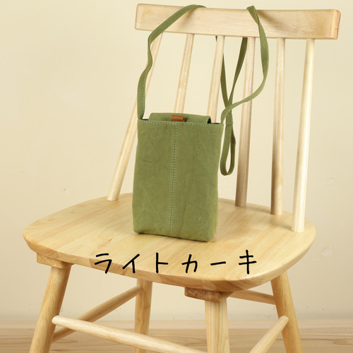 ポシェット 【全7色】 帆布 革 お散歩 ショルダーバッグ 手作り