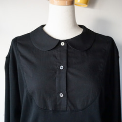 付け襟長袖カットソー（黒丸襟） 1枚目の画像
