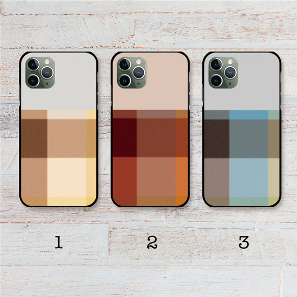 ブロックチェック オレンジ 黄色 ブルー スマホケース 樹脂  スマホカバー けいたいカバー グーグルピクセル アローズ 2枚目の画像