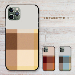 ブロックチェック オレンジ 黄色 ブルー スマホケース 樹脂  スマホカバー けいたいカバー グーグルピクセル アローズ 1枚目の画像