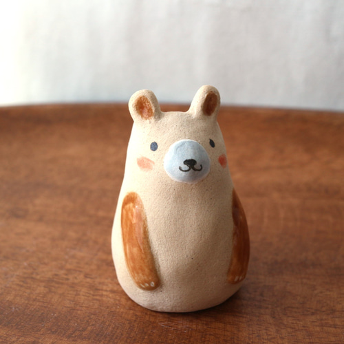 陶器で作った 森の仲間 花入れ ( うさぎ・くま・パンダ) 一輪挿し
