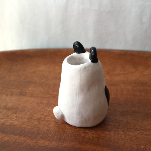 陶器で作った 森の仲間 花入れ ( うさぎ・くま・パンダ) 一輪挿し
