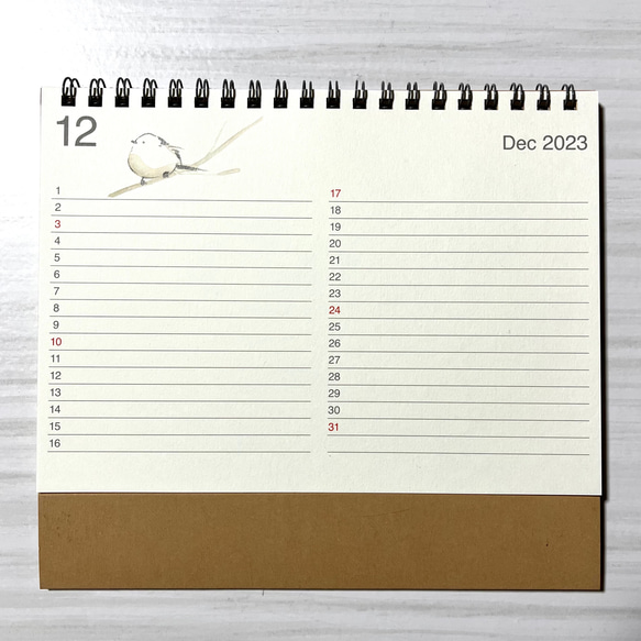 ご予約⭐️2024年　シマエナガの卓上カレンダー（手書き） 2枚目の画像