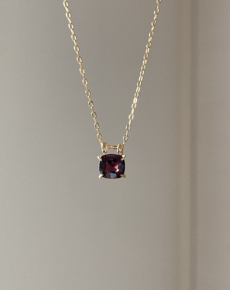 【14kgf】”sac” レッドスピネル ゴールド ネックレス -金属アレルギー対応-