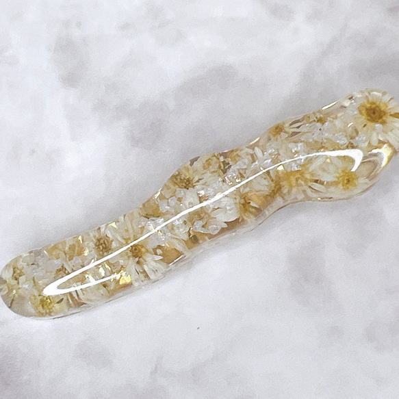 うにょクリップ♡清楚な白いお花のヘアアクセサリー 5枚目の画像