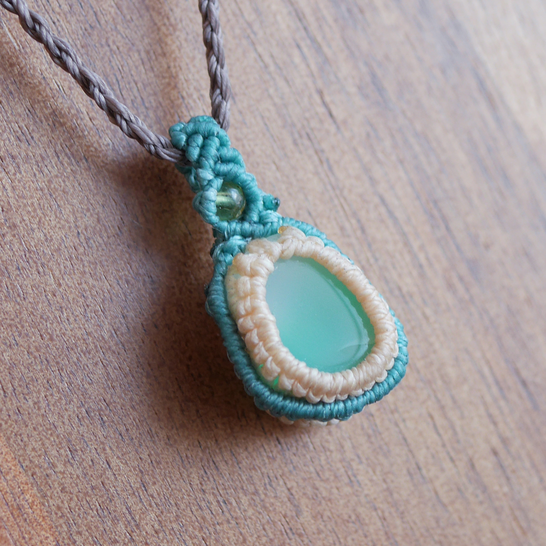 レア☆マクラメペンダント☆天然 クリソプレーズ_MPCP_01