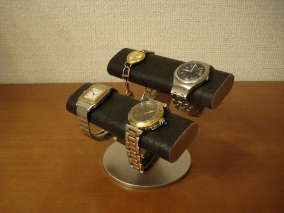クリスマスにどうぞ　ブラックダブルだ円パイプ4本掛け腕時計スタンド　ak-design　N121220 9枚目の画像