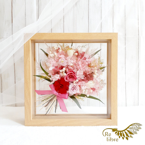 【受注制作】ウェディングアートフラワーブーケの額縁アレンジ(金色フレーム付) ◇オーダーメイド彫刻◇受注制作◇ プリザーブドフラワー