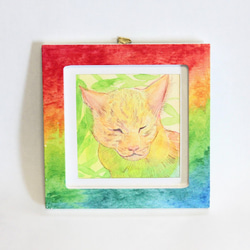 陽だまりの猫の水彩画｜陽だまりでほほえむ、幸せなネコ 1枚目の画像
