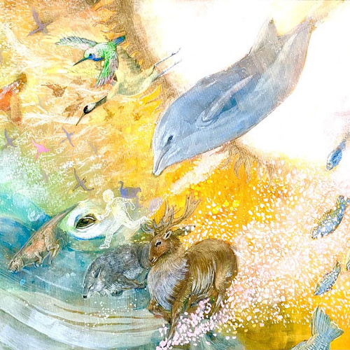 動物いっぱいな大きいアニマルアート｜自然の調和、生命の交響曲 絵画