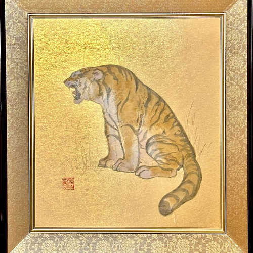 虎の和風色紙アート｜静謐なる獣の威厳 - 草原の王者、色紙に息づく