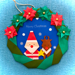 折り紙　クリスマスリース　壁面飾り 1枚目の画像