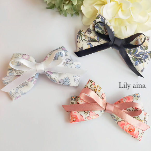 ❁Liberty Ribbon ♡赤ちゃんから使えるヘッドバンド ヘアバンド　ヘアゴム　ヘアクリップ 1枚目の画像