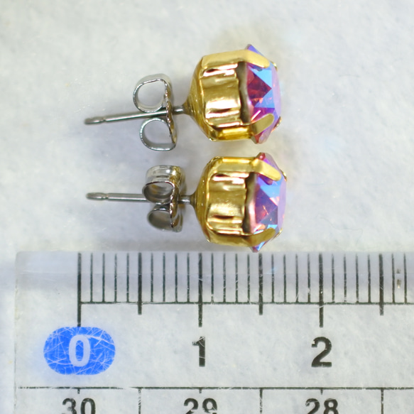 施華洛世奇閃光效果水鑽耳環（8 毫米，玫瑰色閃光，鈦耳環） 第5張的照片