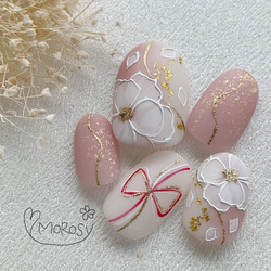 MOROSY228☆和装 成人式 振袖 白無垢 卒業式 水引 ネイルチップ 白