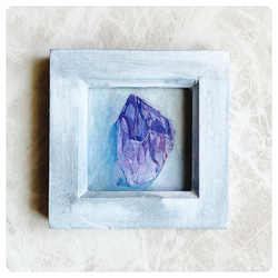 紫水晶のミニ水彩画｜秘めた輝き、ミニチュア・アメジスト - あなたの空間に静かな魅力を 1枚目の画像