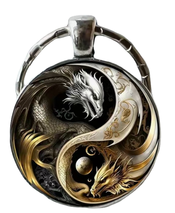 金銀太極龍 ペンダント＆キーリング 2点セット その他アクセサリー 一