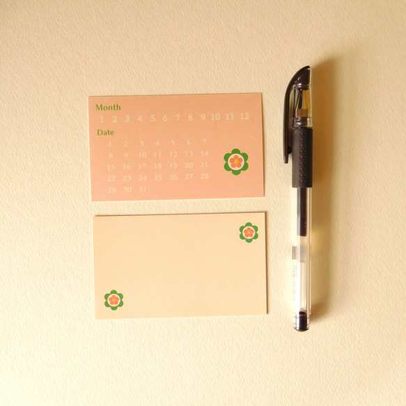 カレンダー柄ミニメッセージカード　オシャレな花柄デザイン（ピンク）　お誕生日・記念日カード　結婚式　出産のお祝い　父の日 2枚目の画像