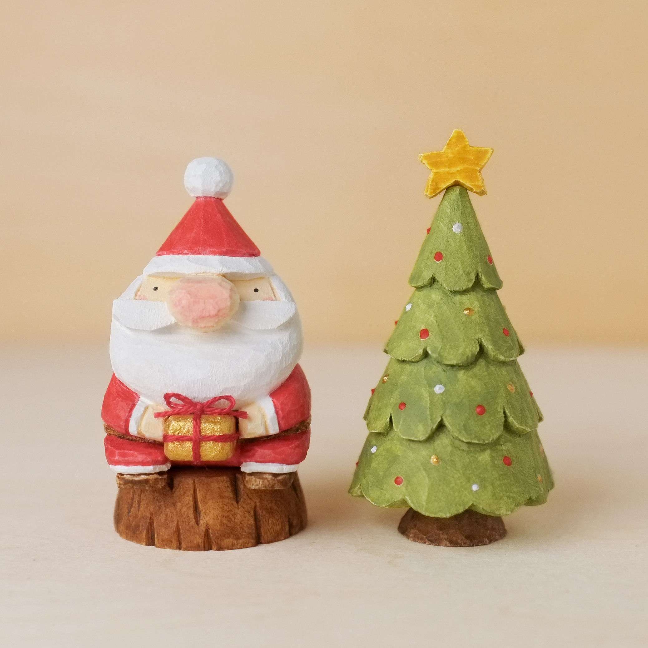 クリスマス　北欧　木工　置物　作家 design とんがりサンタ　shimoo