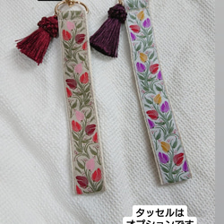刺繍リボンのスマホハンドストラップ☆キーホルダー≪金具ゴールド≫ 13枚目の画像