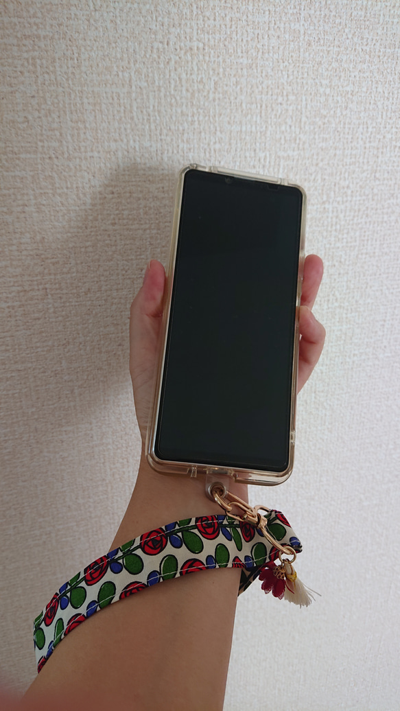 刺繍リボンのスマホハンドストラップ☆キーホルダー≪金具ゴールド≫ 18枚目の画像