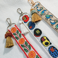 刺繍リボンのスマホハンドストラップ☆キーホルダー≪金具ゴールド≫ 11枚目の画像