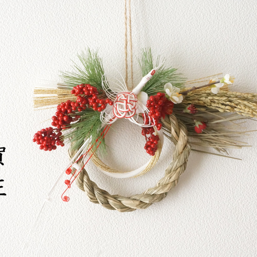 最後の1点】鶴と松のしめ縄飾り しめ縄・しめ飾り hanahi.flower 通販