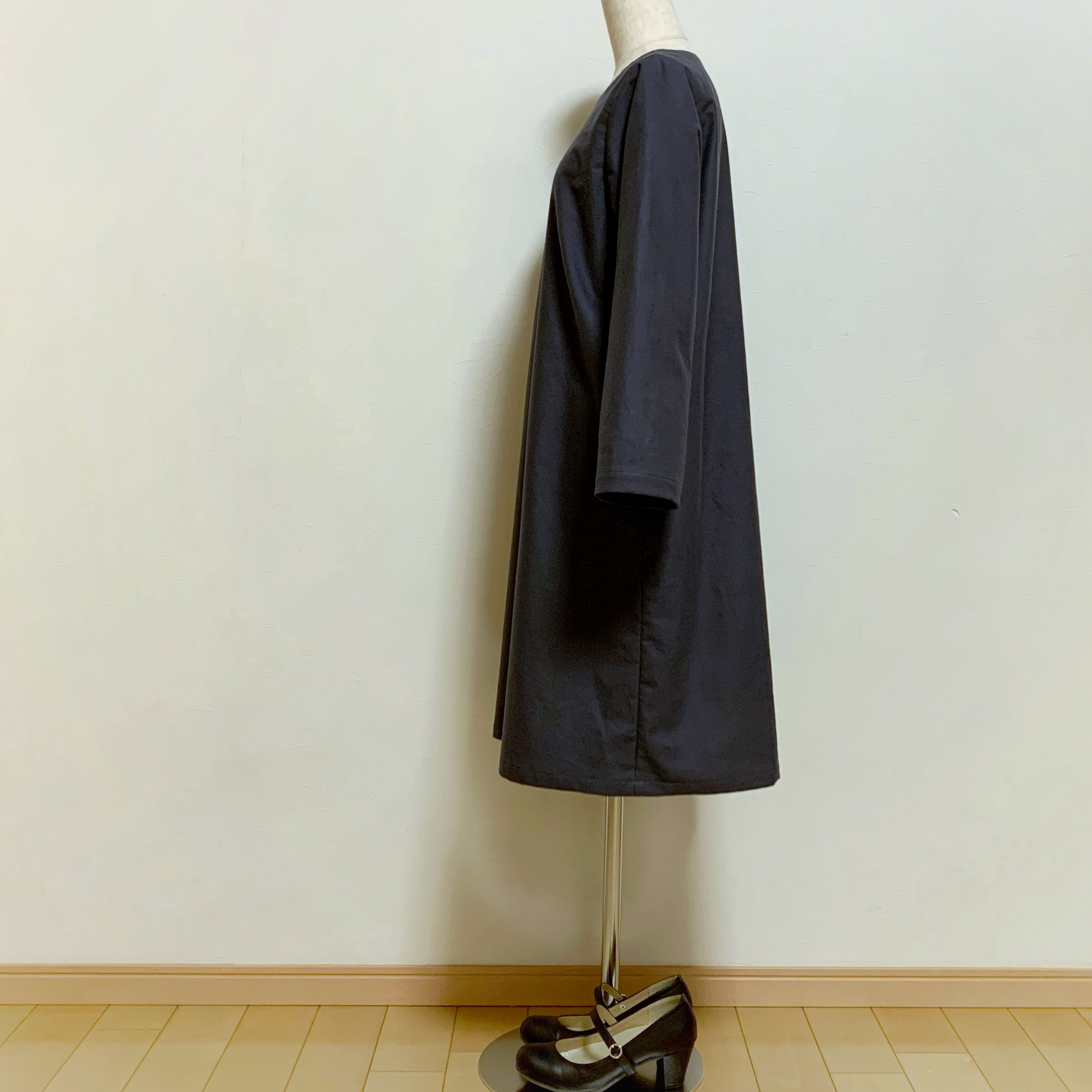 コットン起毛 Aラインワンピース(charcoal gray)