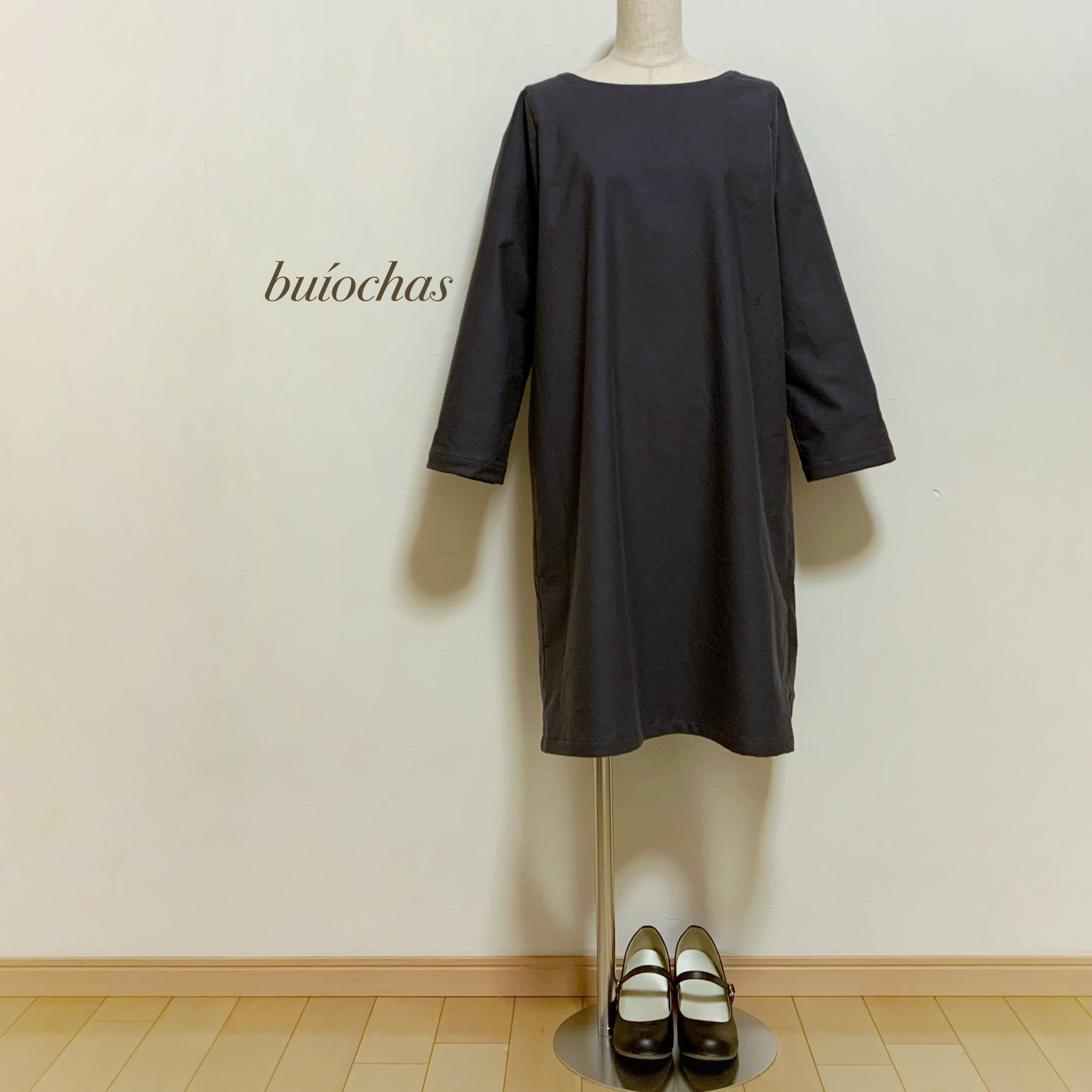 コットン起毛 Aラインワンピース(charcoal gray)