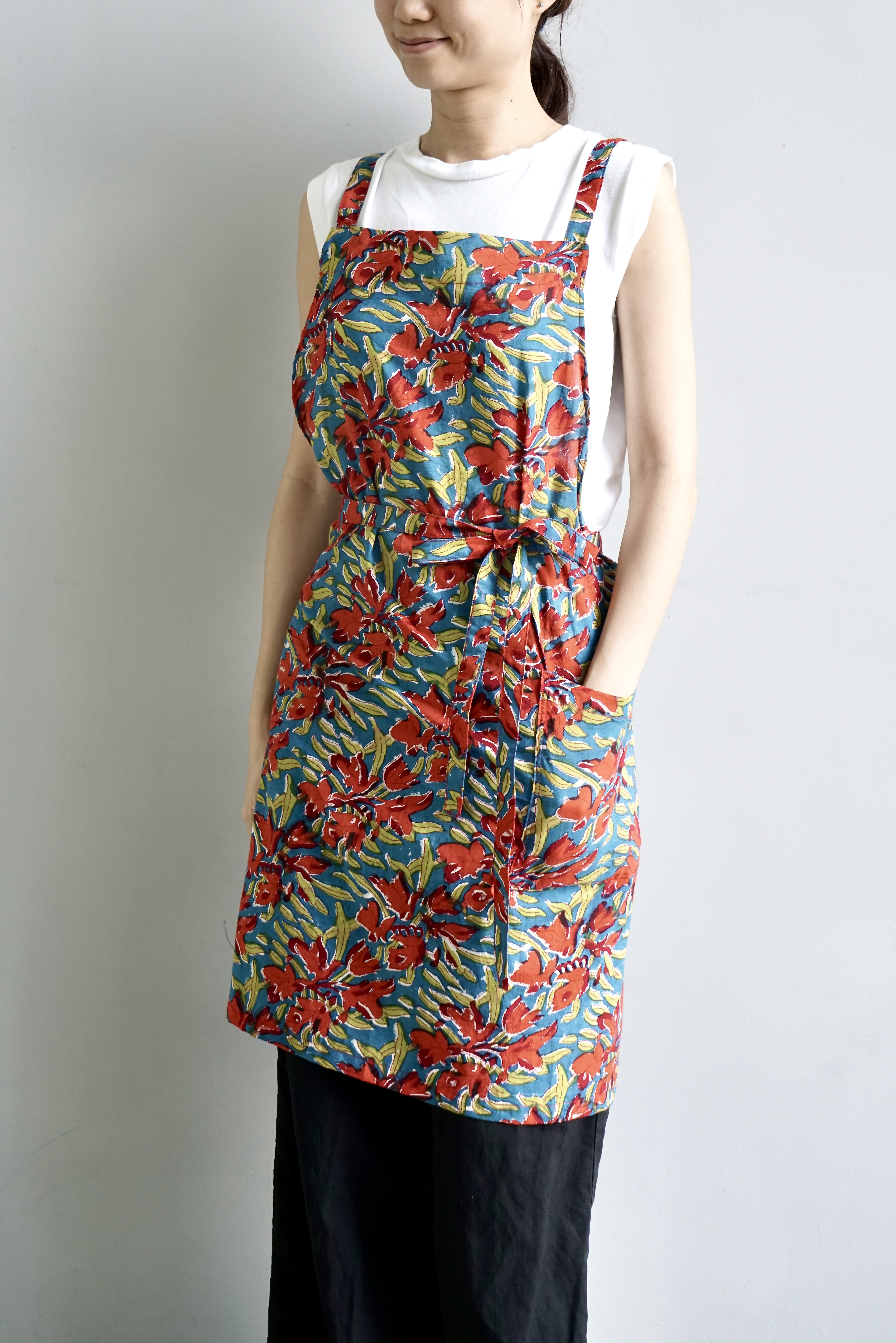 インディゴ エプロン 45rpm 藍染め 藍染 リネンエプロン | 藍染工房ち