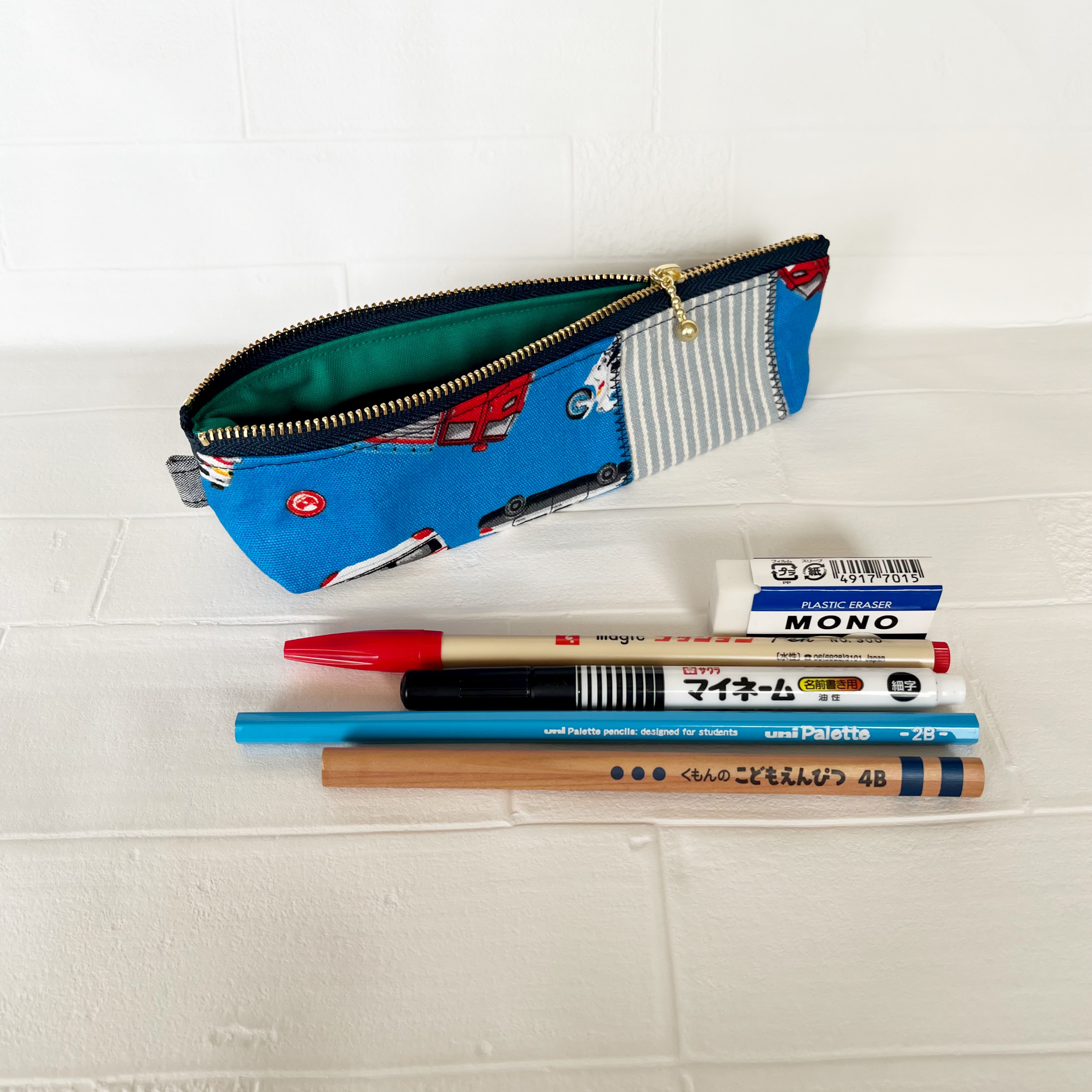 本革　レインボーペンケース　パッチワーク