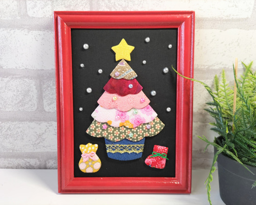 「クリスマススワッグ」押し絵＆貼り絵　縮緬雑貨　和雑貨　ハンドメイド cdc8e996e21861c221a1aa947ee59e