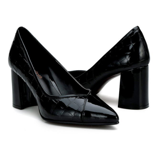 クロコ型押し レザーパンプス (neb) 本革パンプス オーダーシューズ 小さいサイズ 大きいサイズ