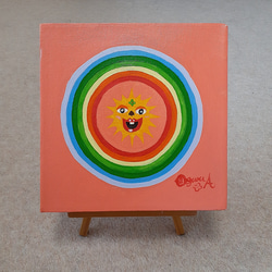 虹とハッピー太陽　油絵の具　画家　小楠アキコ作品 2枚目の画像