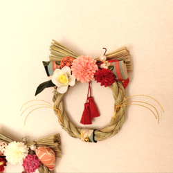 【早割お正月2024】受注制作　ハナとネコ考案♡　はんなりキュートな猫耳のお正月飾り(⁠◍⁠•⁠ᴗ⁠•⁠◍⁠)⁠　 2枚目の画像