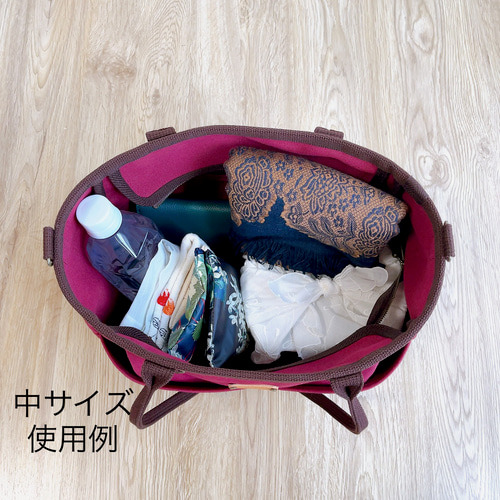 ボストン型3way バッグ（L）あんぱん柄×帆布×ドット ボストン型3way バッグ（L）あんぱん柄×帆布×ドット トート