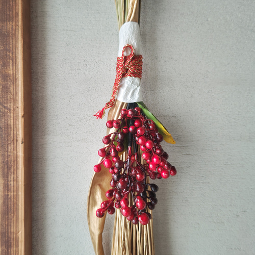 お正月飾り2024 迎春スワッグA／稲穂飾り／ドライ＆アーティ