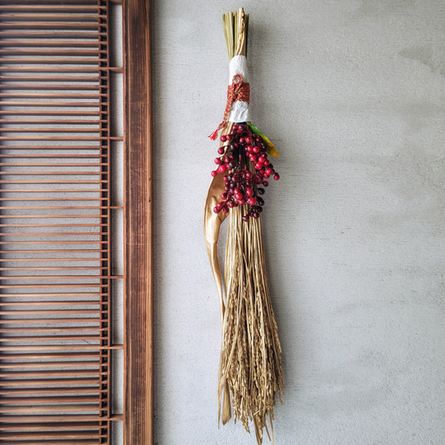 お正月飾り2024 迎春スワッグA／稲穂飾り／ドライ＆アーティ