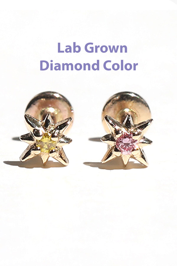 14K金 ゴールド Cz, MOISSANI, ダイヤモンド 鼻ピアス ノーズピアス ス タッド 孔 ネジ穴 ピアス 3枚目の画像