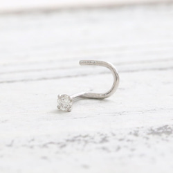 14K金 ゴールド Cz, MOISSANI, ダイヤモンド 鼻ピアス ノーズピアス ス タッド 孔 ネジ穴 ピアス 5枚目の画像