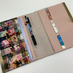 【受注制作】B6手帳・ノートカバー　リバティプリント　アーカイブギンガム　ビニコ　ポケットあり 3枚目の画像